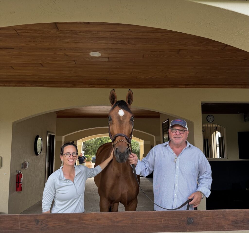 Dr. Jordan Lewis of Palm Beach Equine Clinic and Rich Faver at Ossian Ventures, a leading CEM quarantine facility in Wellington, Florida.